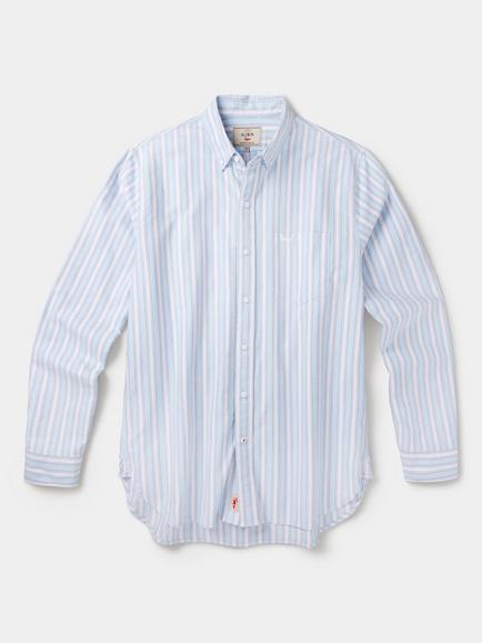 Aubin Aldridge Cotton Oxford Button Down Shirt, Blue Shadow Stripe