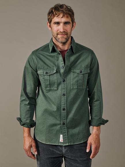 Aubin Cole Cotton Twill Overshirt, Khaki