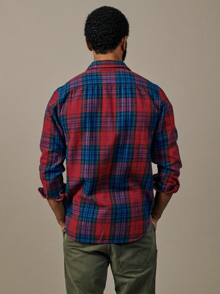 Aubin Crowle Pure Cotton Flannel Check Shirt - view 2, Dark Claret/Multi