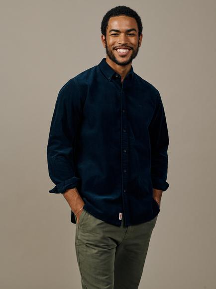 Aubin Edmund Cotton Corduroy Shirt, Navy, Navy
