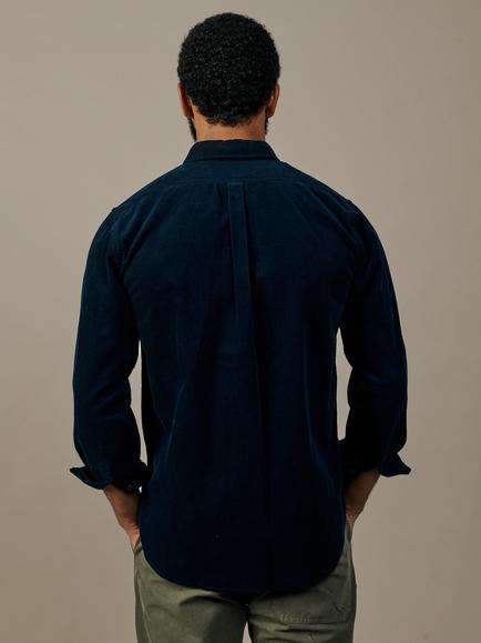 Aubin Edmund Cotton Corduroy Shirt, Navy - view 2, Navy