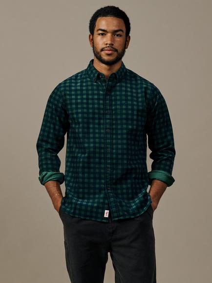 Aubin Edmund Cotton Corduroy Check Shirt, Navy/Multi, Navy/Multi