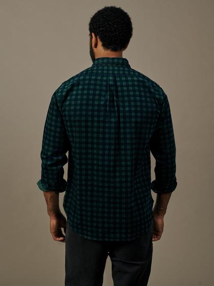 Aubin Edmund Cotton Corduroy Check Shirt, Navy/Multi - view 2, Navy/Multi