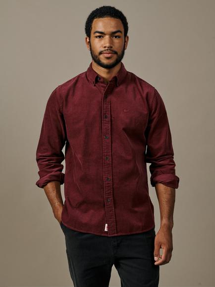 Aubin Edmund Cotton Corduroy Shirt, Oxblood, Oxblood