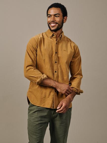 Aubin Edmund Cotton Corduroy Shirt, Tan, Tan