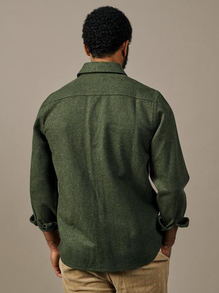 Aubin Lysaghts Wool Blend Overshirt, Dark Khaki - view 2, Dark Khaki