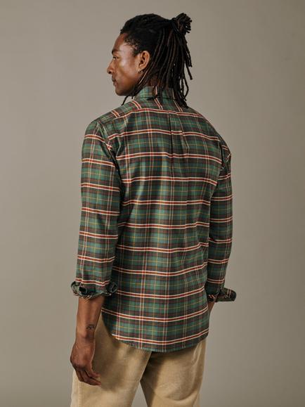 Aubin Merton Brushed Cotton Check Oxford Button Down Shirt, Green/Multi - view 2, Green/Multi