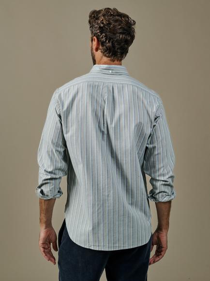 Aubin Walesby Lightweight Cotton Stripe Relaxed Oxford Shirt - view 2, Peppermint Tramline