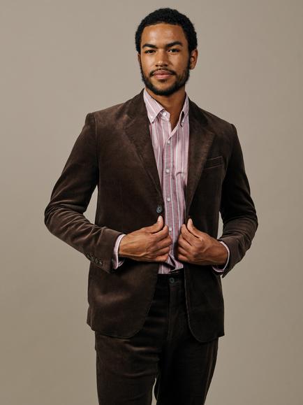 Aubin Marlborough Stretch Cotton Suit Blazer, Dark Chocolate