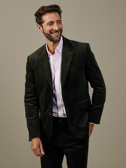 Aubin Marlborough Stretch Cotton Suit Blazer, Dark Green