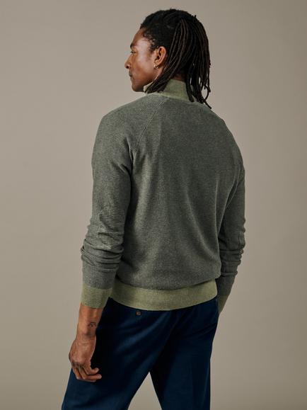 Aubin Bonby Zip Neck Cotton Jumper - view 2, Khaki