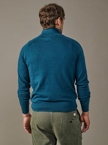 Aubin Bonby Zip Neck Cotton Jumper - view 2, Peacock