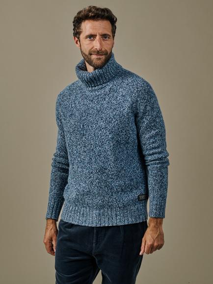 Aubin Caster Donegal Roll Neck Jumper, Indigo, Indigo