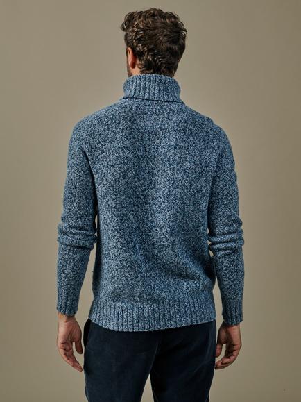 Aubin Caster Donegal Roll Neck Jumper, Indigo - view 2, Indigo