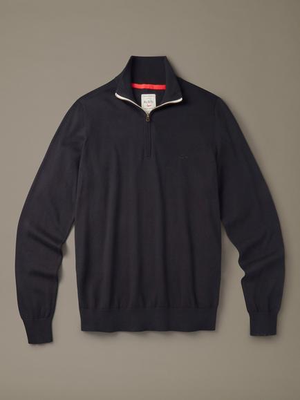 Aubin Daw Cotton Quarter-Zip Jumper, Black, Black