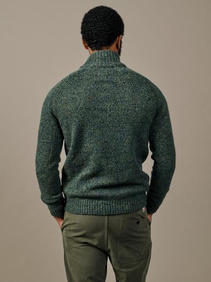 Aubin Firsby Concealed Button Neck Jumper, Khaki - view 2, Khaki