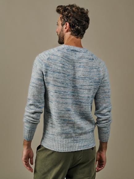 Aubin Knighton Space Dyed Wool Rich Crew Neck Jumper, Blue/Multi - view 2, Blue/Multi