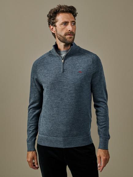 Aubin Laurel Merino Wool Zip Neck Jumper, Grey Marl, Grey Marl