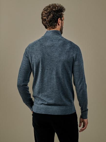 Aubin Laurel Merino Wool Zip Neck Jumper, Grey Marl - view 2, Grey Marl