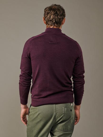 Aubin Laurel Merino Wool Zip Neck Jumper, Oxblood - view 2, Oxblood