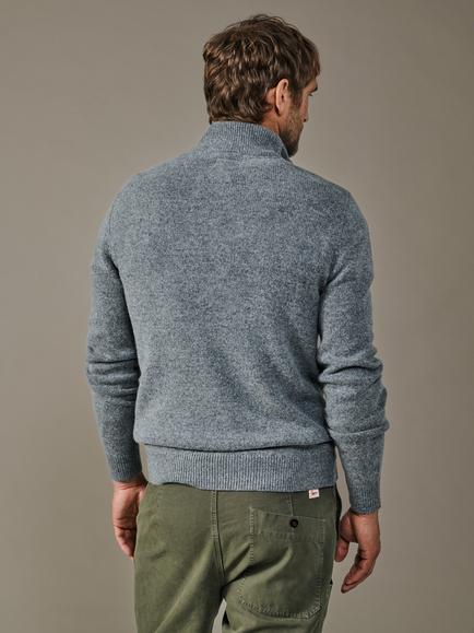 Aubin Pepper Wool Rich Quarter-Zip Jumper - view 2, Mid Grey
