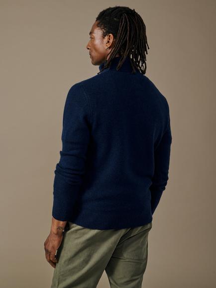 Aubin Pepper Wool Rich Quarter-Zip Jumper - view 2, Navy