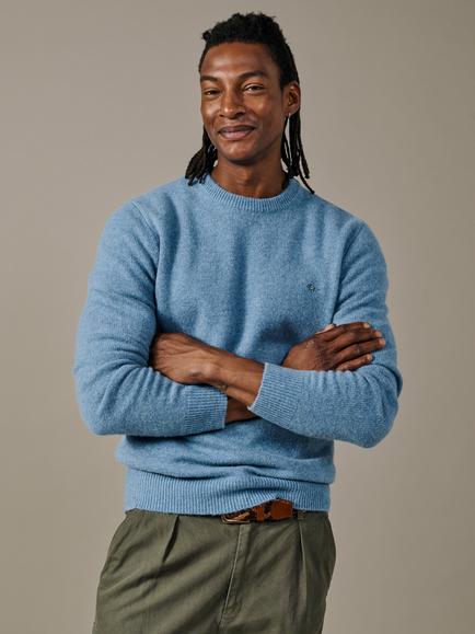 Aubin Phillips Wool Rich Crew Neck Jumper, Pale Blue, Pale Blue