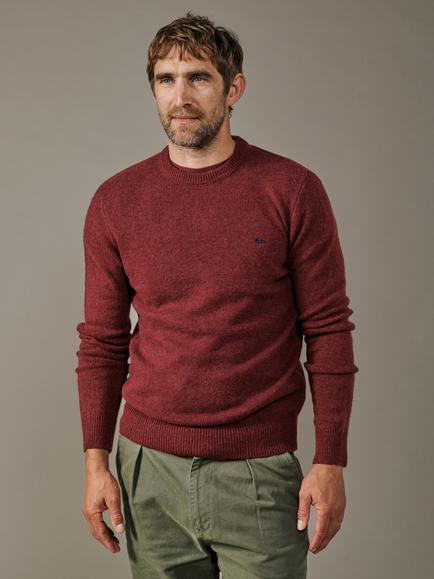 Aubin Phillips Wool Rich Crew Neck Jumper, Claret