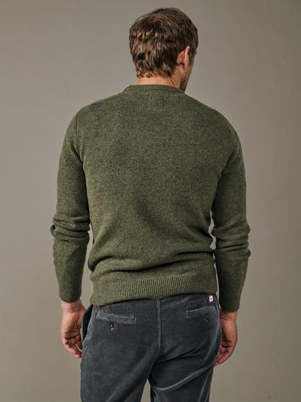 Aubin Phillips Wool Rich Crew Neck Jumper - view 2, Dark Khaki