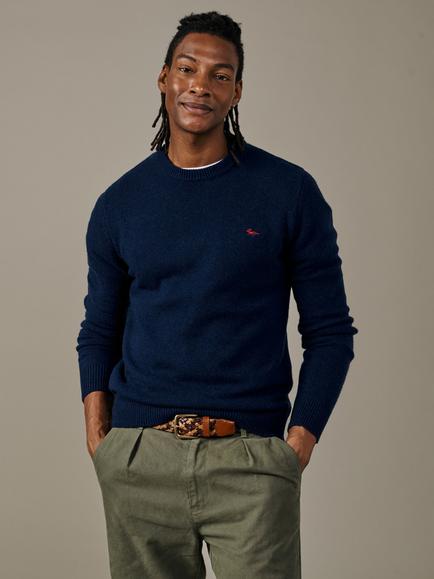 Aubin Phillips Wool Rich Crew Neck Jumper, Navy