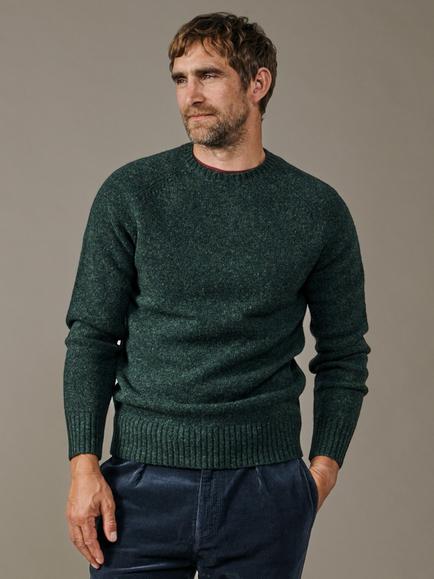 Aubin Prestwick Wool Crew Neck Jumper, Dark Green