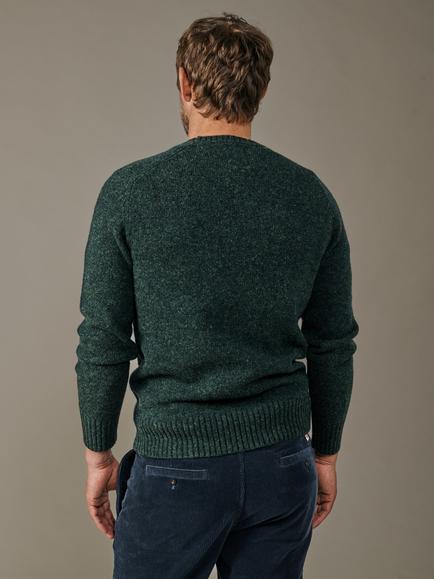 Aubin Prestwick Wool Crew Neck Jumper - view 2, Dark Green