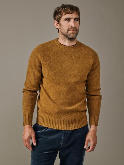 Aubin Prestwick Wool Crew Neck Jumper, Tan