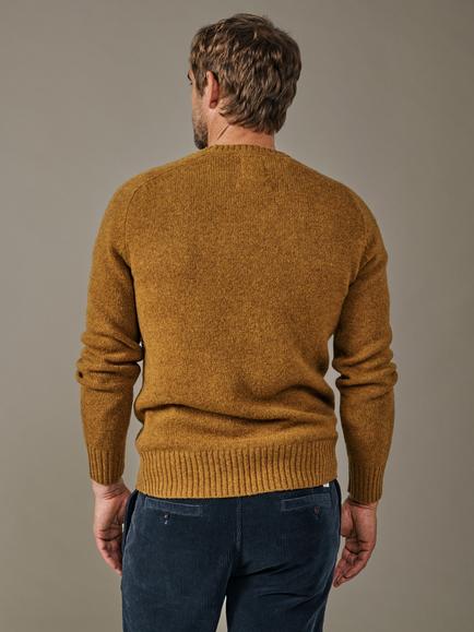 Aubin Prestwick Wool Crew Neck Jumper - view 2, Tan