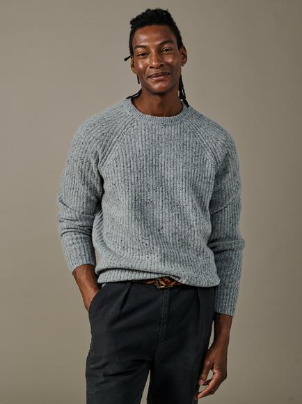 Aubin Ray Wool Rich Fisherman Knit Jumper, Grey