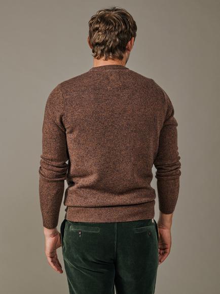 Aubin Westbourne Merino Wool Crew Neck Jumper - view 2, Chocolate