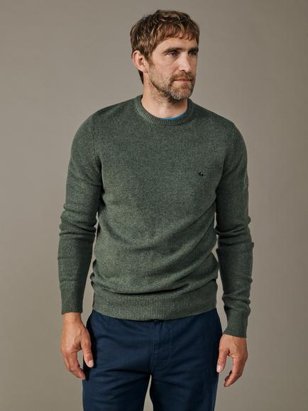 Aubin Westbourne Crew Merino Wool Jumper, Dark Khaki, Dark Khaki