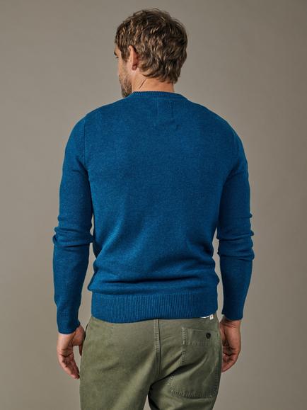 Aubin Westbourne Merino Wool Crew Neck Jumper - view 2, Denim Blue