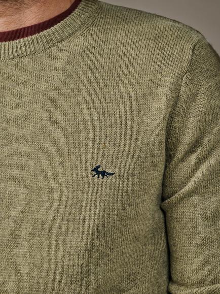 Aubin Westbourne Merino Wool Crew Neck Jumper, Light Khaki