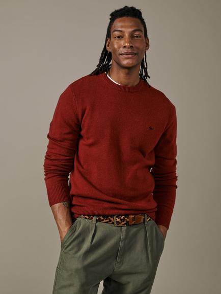 Aubin Westbourne Merino Wool Crew Neck Jumper, Russet