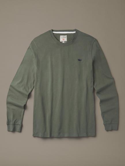 Aubin  Buttermere Cotton Long Sleeve T-Shirt, Khaki, Khaki
