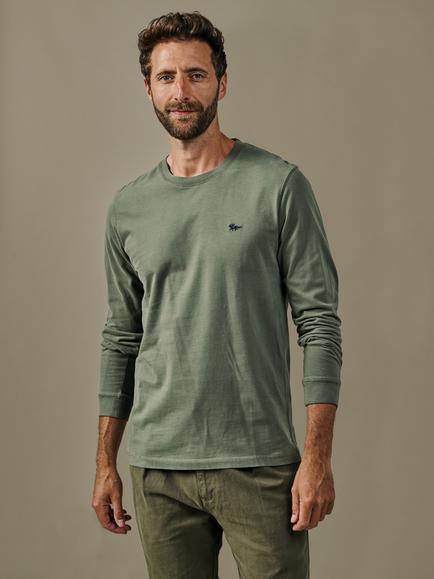 Aubin  Buttermere Cotton Long Sleeve T-Shirt, Khaki - view 2, Khaki