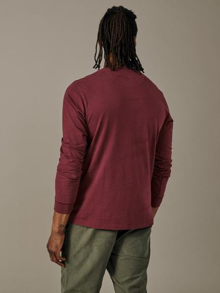 Aubin Buttermere Organic Cotton Regular Fit Long Sleeve Logo T-Shirt - view 2, Oxblood