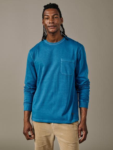 Aubin George Cotton Regular Fit Long Sleeve T-Shirt, Cobalt