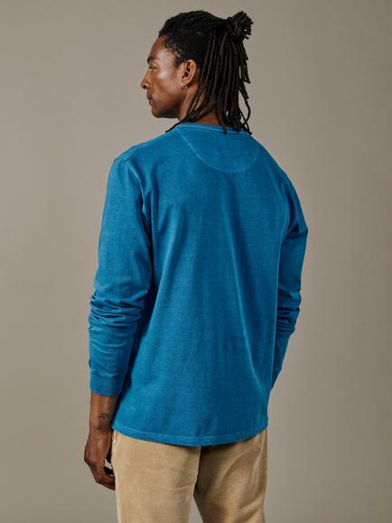 Aubin George Cotton Regular Fit Long Sleeve T-Shirt - view 2, Cobalt