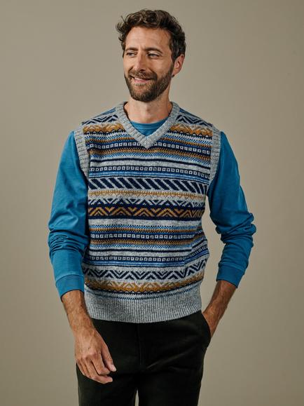 Aubin Inglewood Wool Fair Isle Geo Pattern Tank Top, Grey, Grey