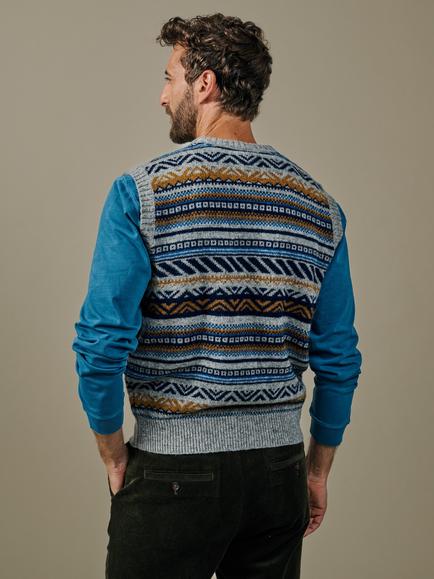 Aubin Inglewood Wool Fair Isle Geo Pattern Tank Top, Grey - view 2, Grey