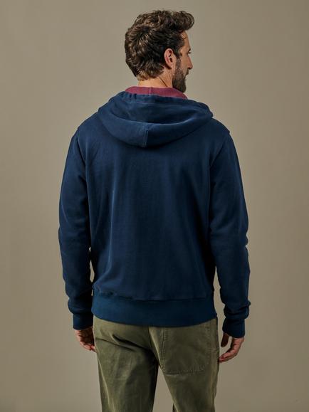 Aubin Heslam Cotton Waffle Lined Hoodie, Navy - view 2, Navy