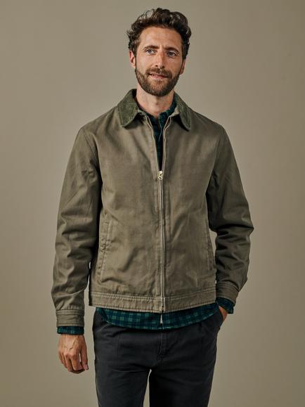 Aubin Newland Cotton Canvas Harrington Jacket, Khaki, Khaki