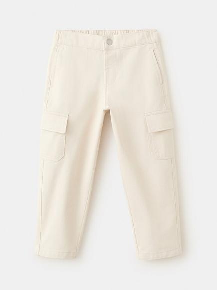 Mango Kids' Pantalon Cotton Cargo Trousers, Ice, Ice